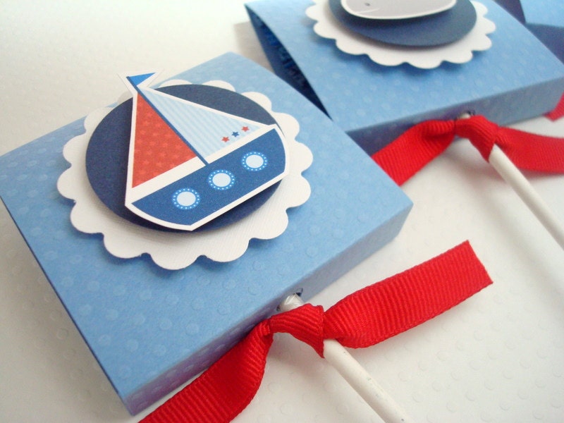 Sailboat Lollipop Party Favors, Blue and Red, Set of Ten Il_170x135