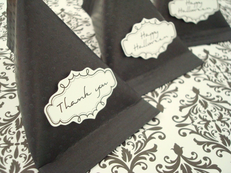 Candy Pouch Party Favors, Black Polka Dots, Set of Ten Il_570xn