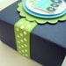 Birthday Train Favor Boxes, Navy Blue and Lime Green, Set of Ten