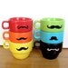 Upcycled Modern Stacking Mustache Espresso Mugs With Matching Plates and Holder