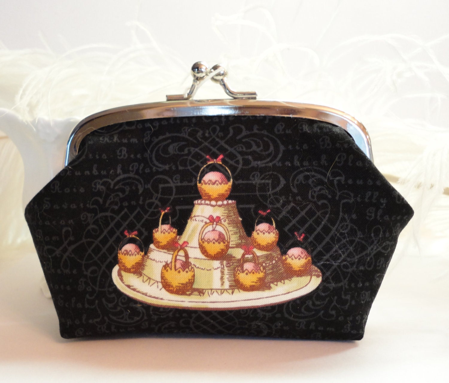 Clutch Purse French Black and White Clutch Purse evening coin paris