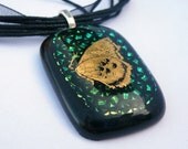 Gold Butterfly Dichroic Glass Pendant