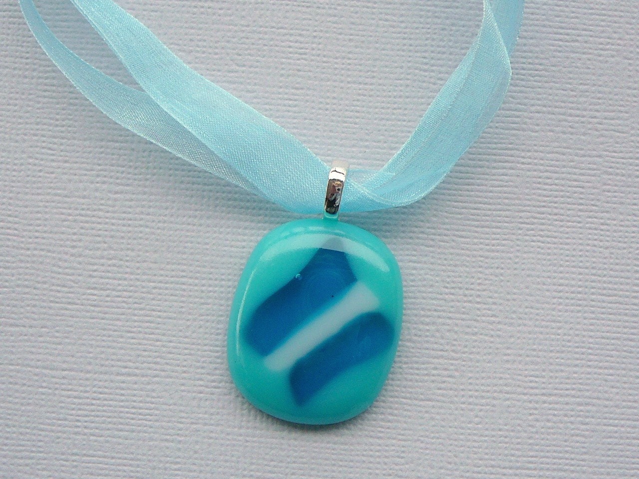 Pastel Blue, Baby Blue, Turquoise Blue Glass Pendant