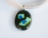Adventurine Green, Turquoise And White Glass Pendant