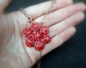 Modern Silver Necklace with Coral Red Dutch (Zeeuwse knop) Folklore Pendant