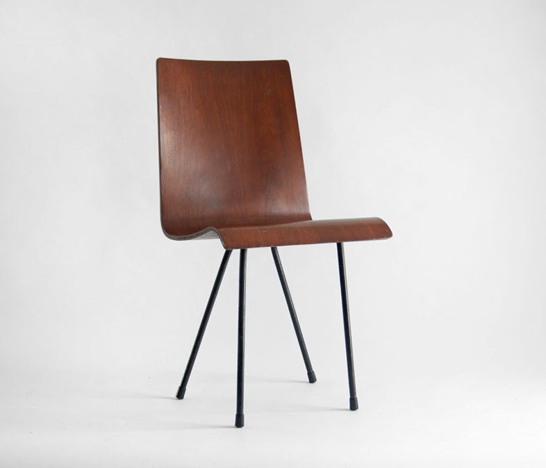 Vintage Bent Plywood Chair - Mid Century Modern, Wood, Retro, Metal