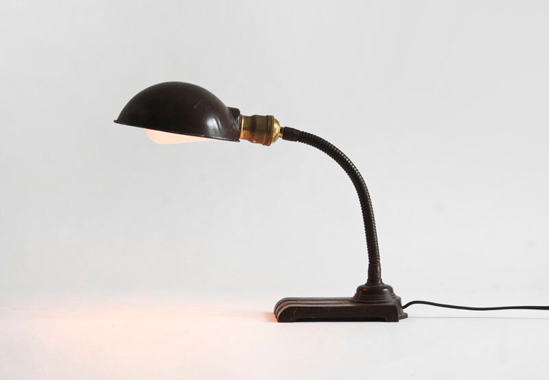 Vintage Gooseneck Lamp - Mid Century, Antique, Modern, Metal, Desk, Table