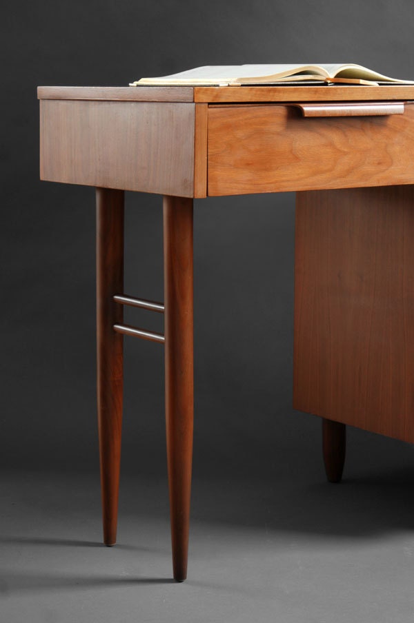 Mid Century Walnut Office Desk - Wood, Modern, Eames, Retro