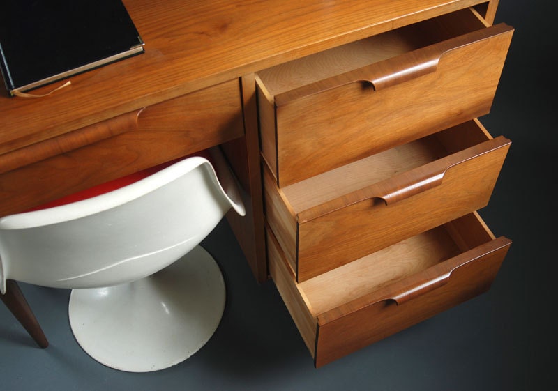 Mid Century Walnut Office Desk - Wood, Modern, Eames, Retro