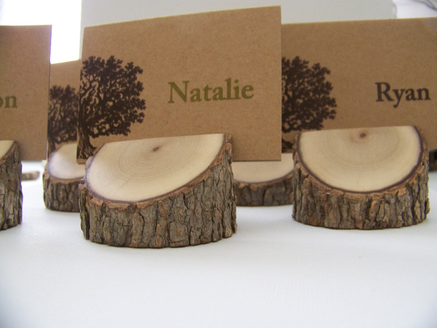 Rustic Set of Wood  Angled Place Card Holders Set of 6    Eclectic Mix