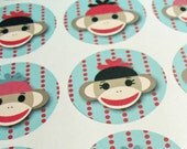 Envelope Seals or Stickers Sock Monkeys III SES47