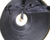 Vintage 1930's-40's French Woven Ribbon -Milliners Stock- 5/8 inch Jet Black