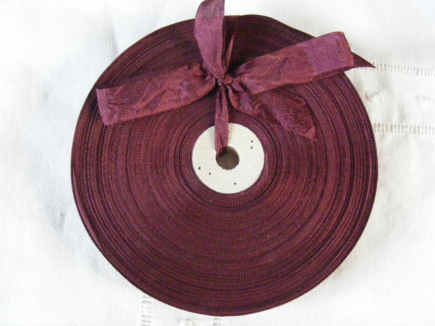 Vintage 1930's-40's French Woven Ribbon -Milliners Stock- 5/8 inch Wine