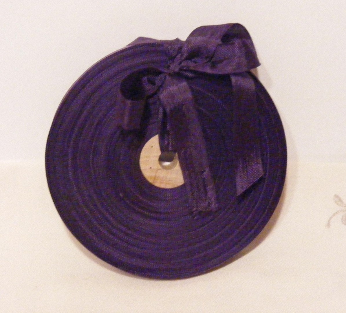 Vintage 1930's-40's French Woven Ribbon -Milliners Stock- 5/8 inch Eggplant Purple