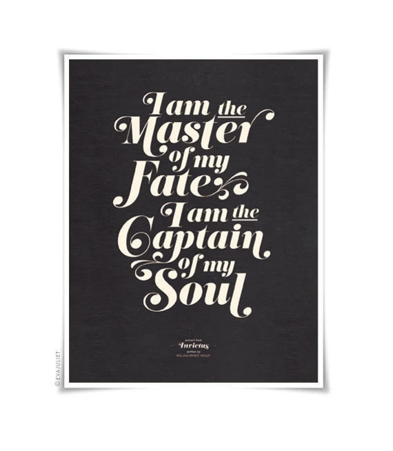 INVICTUS on black - typography art print - 8.5 x 11 in French or English - vintage collection