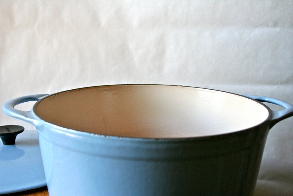 Vintage Cousances Dutch Oven Pan LeCreuset Le Creuset France 1950s Blue SALE was 100