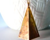 Hand Forged Copper Pyramid Necklace yellow saffron red rust patinated ombre