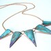 Hand Forged Copper Spike Necklace patinated teal purple