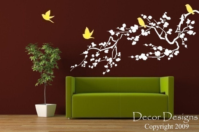 SALE SALE Birds Around the Cherry Blossom Branch Wall Decal SALE