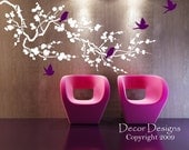 SALE SALE  Large Birds Around the Cherry Blossom Branch Wall Decal