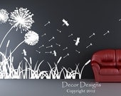 Dandelions Dragonflies and Cattails Wall Decal