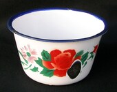 Vintage Bumper Harvest Enamel Flower Bowl