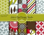 Digital Paper Pack - Foliage and Flowers Collection - 10 Digital Papers - 12x12 300DPI