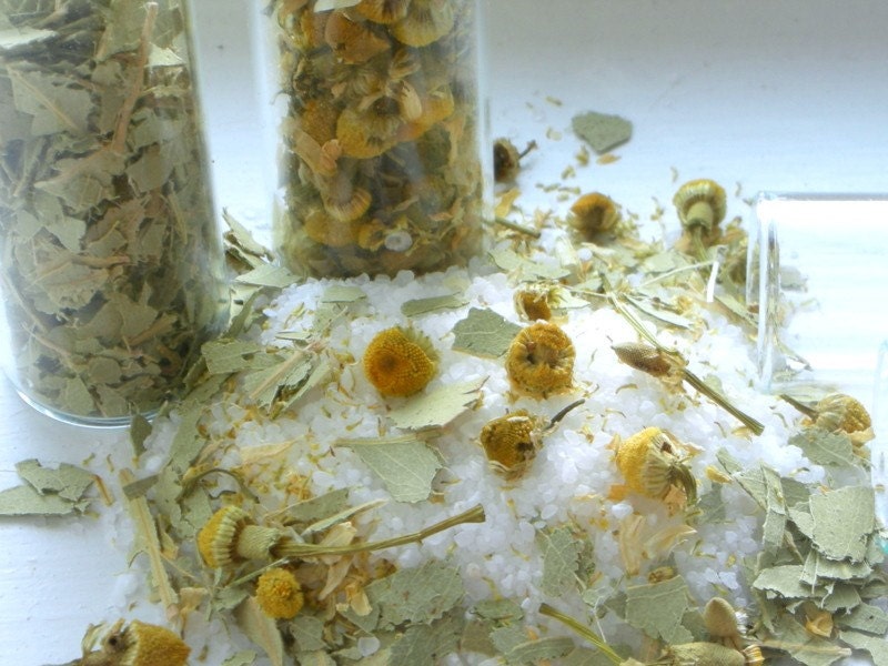 Organic & All Natural Chamomile Eucalyptus Herbal Bath Salt Test Tubes. (Thrive Bath Affirmations) Wedding, Spa, Luxury Gift Set