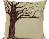 Embroidered Tree Pillow: Needle Felt on Linen