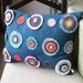Penny Rug Pillow: Bright Wool Flowers on Blue Denim