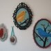 Bird Art -- Copper Bird Fiber Folk Art in Vintage Frame