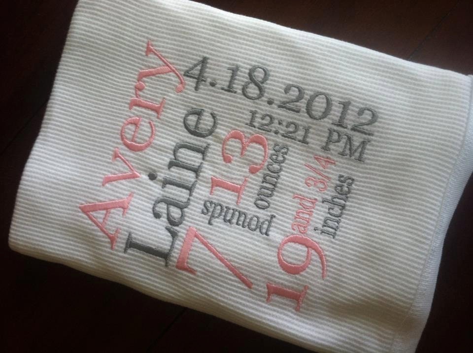 Birth Blanket, Personalized 100% cotton thermal Baby BLANKET,(30x40),any color choice