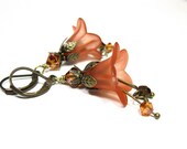 Flower Earrings, Tangerine Orange, Fashion Jewelry, Vintage Style, Gifts for Her, Feminine Earrings, Shabby Chic, Romantic Jewelry