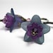 Lavender Blue, Teal, Crystal Flower Earrings