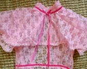 Vintage Lace Negligee Candy Pink Velvet Ribbon