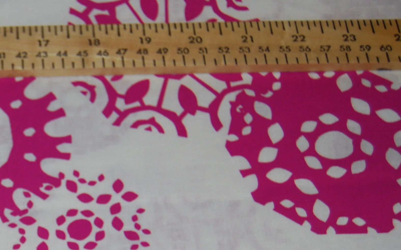 Aunty Cookie Paper Cuts Hand Printed Linen Blend in Cerise on White, one yard