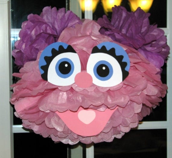 Pink Monster tissue paper pompom kit, inspired by "Abby Cadabby" from Sesame Street