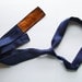 Colorblocked Cotton Skinny Tie Navy Blue with Leather Patch from the Paul McCall Line for Men