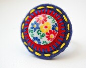 Midcentury Button Ring