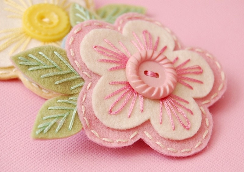 Pale and Sweet Pastel Blossoms Hair Clip Set