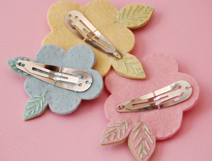 Pale and Sweet Pastel Blossoms Hair Clip Set