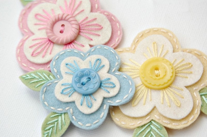 Pale and Sweet Pastel Blossoms Hair Clip Set