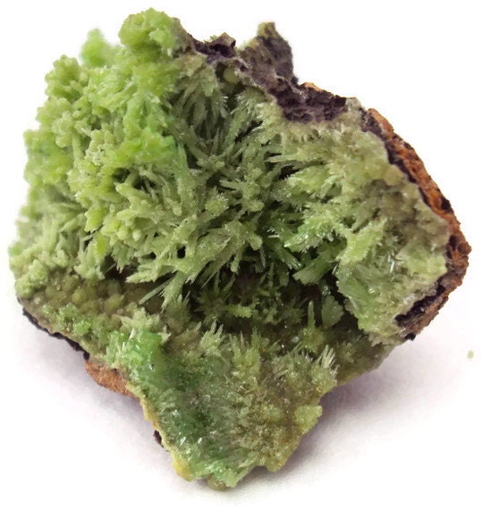 Pyromorphite Crystal Cluster on Matrix, Rough Stone, Apple Green Specimen from Daoping Mine, Guangxi, China - DumbBunnyDesigns