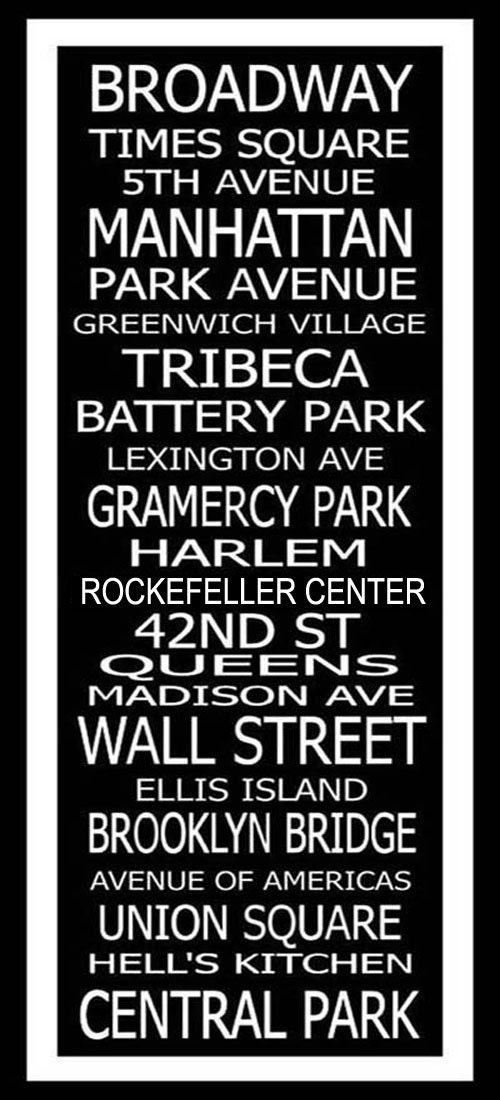 Subway Art Sign New York Destinations Typography Print 10x20