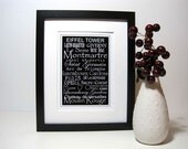 BOGO Subway Sign Art Paris Destination Typography Print 5x7 in an 8x10 mat