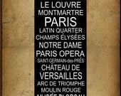 Subway Art Sign Paris Destinations Giclee Canvas Typography Print 20x60