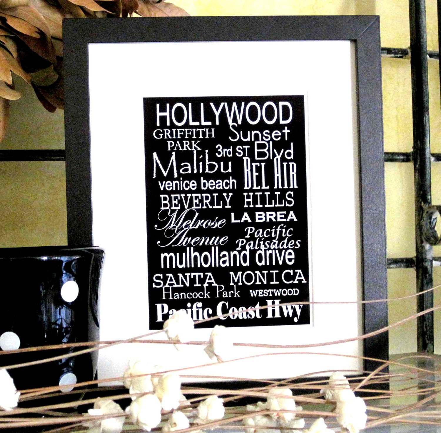 Subway Art Sign Los Angeles  Destination Typography Print 5x7 in an 8x10 mat