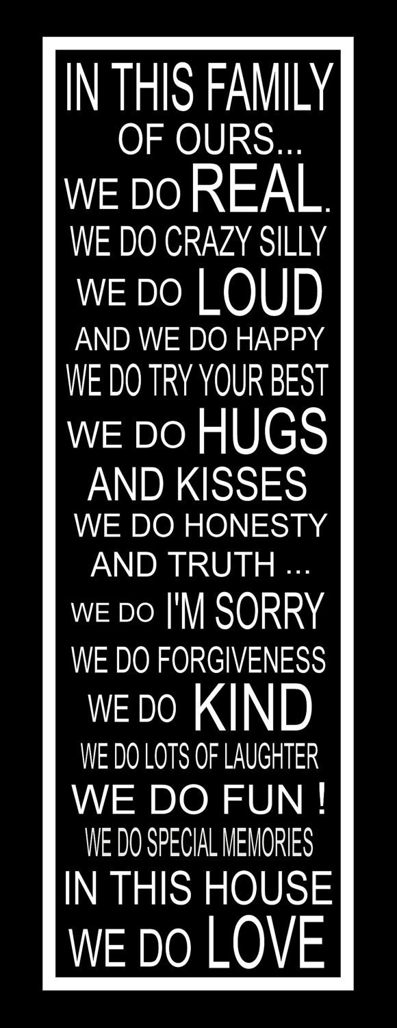 Subway Art Sign Family Rules Typography Print 11.75x36