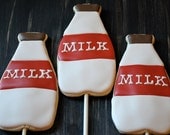 Milk Bottle Decorated Sugar Cookie Pops (12)