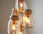 Summer's Glow - Mason Jar Chandelier Lighting Fixture Mason Jar Lighting - Mason Jar Wedding Accent Light - BootsNGus Chandelier Lamp Design